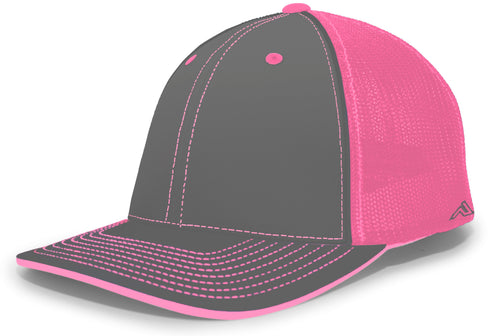Pacific Headwear Trucker Flexfit® Cap, Size L/XL (404M), Color 'GraphitePinkGraphite'